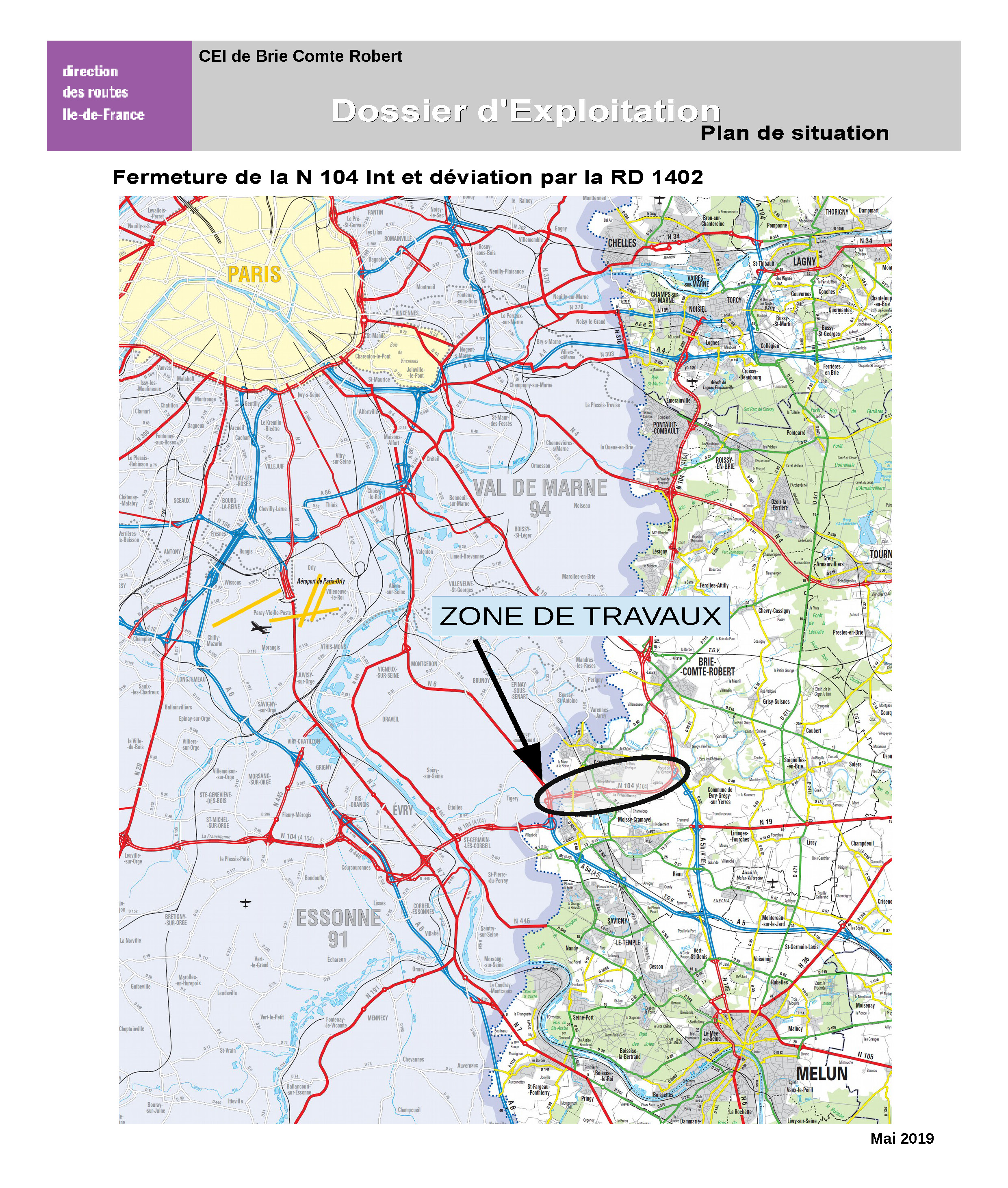 Avis fermeture N104 | Combs-la-Ville